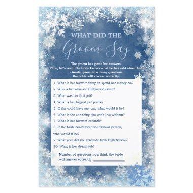 White Blue Winter Snowflake What Groom Say Game