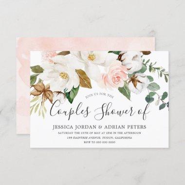 White & Blush Floral All Seasons Couples Shower Invitations