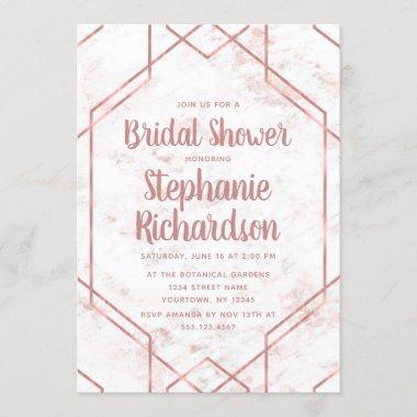 White & Blush Marble Bridal Shower Invitations