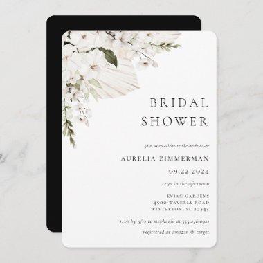 White Bohemian Floral Bridal Shower Invitations