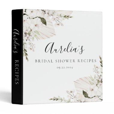 White Bohemian Floral Recipe 3 Ring Binder