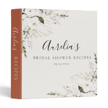 White Bohemian Floral Recipe 3 Ring Binder