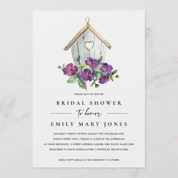WHITE BOHO RUSTIC FLORAL BIRDHOUSE BRIDAL SHOWER Invitations