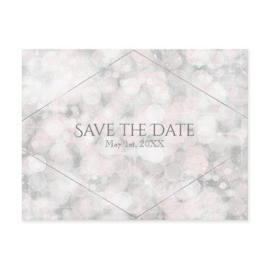 White Bokeh Light Elegant Glam Save the Date Announcement Post