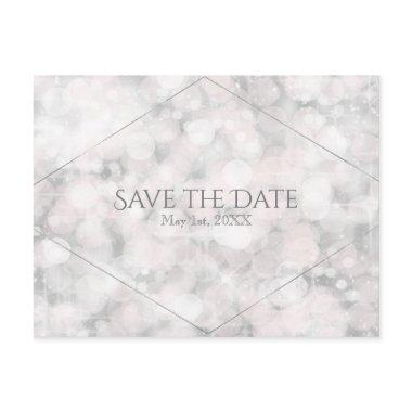 White Bokeh Light Elegant Glam Save the Date Announcement PostInvitations