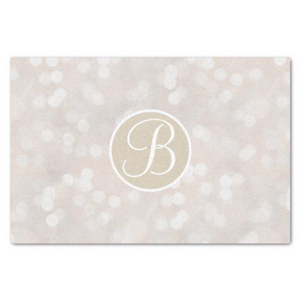 White Bokeh Lights Sparkle Monogram Letter Initial Tissue Paper