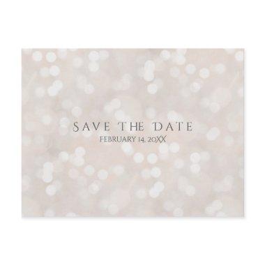 White Bokeh Modern Glamour Chic Save the Date Announcement Post