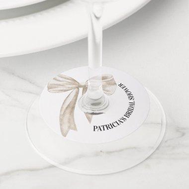 White Bow She's Tying the Knot  Wine Glass Tag