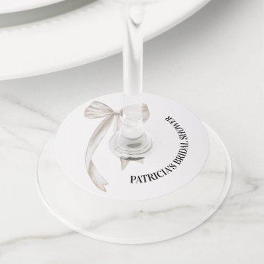 White Bow She's Tying the Knot  Wine Glass Tag