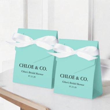 White Bow Teal Blue  Favor Box