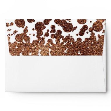 White & Bronze Confetti Dots Glamour Shimmer Envelope