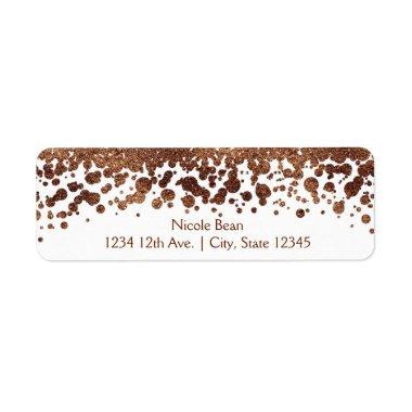 White & Bronze Confetti Dots Glamour Shimmer Label