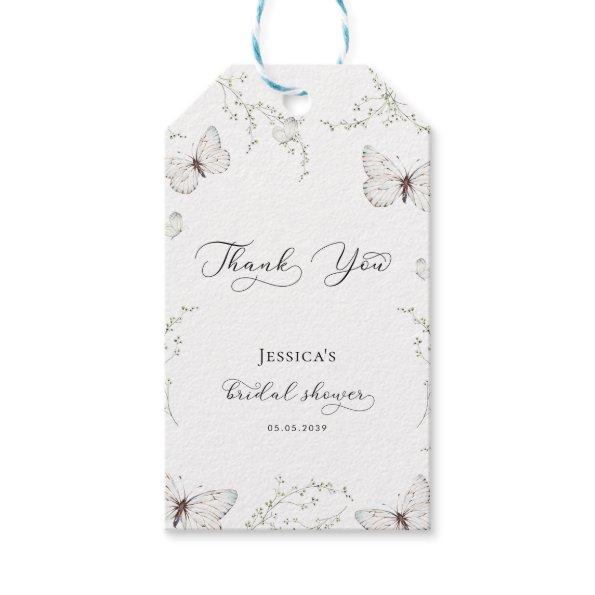 White Butterfly Garden Bridal Shower Thank You Gift Tags