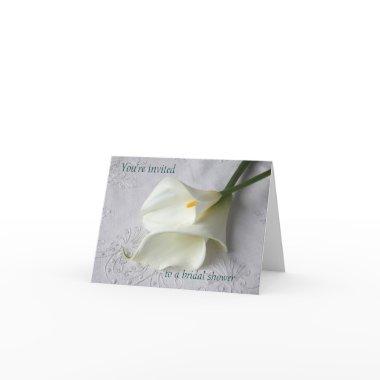 white calla lilies on linen  invite