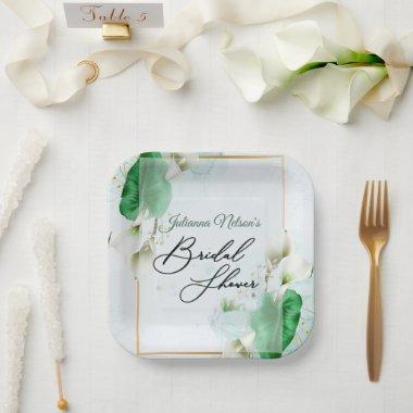 White calla lilies paper plates