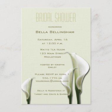 White Calla Lillies Bridal Shower Invitations