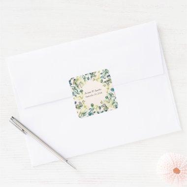 White Calla Lily and Eucalyptus Square Sticker