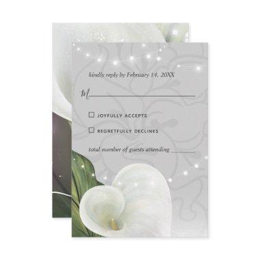 White Calla Lily Elegant Floral Watercolor  RSVP Card