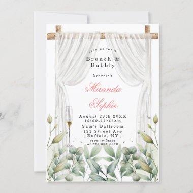 White Canopy Pink Florals Brunch & Bubbly Invites