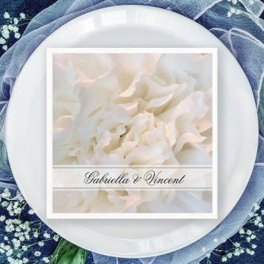 White Carnation Floral Wedding Napkins