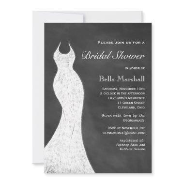 White Chalk Bridal Shower Invitations