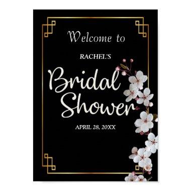 white Cherry Blossoms &golden Frame Bridal Shower Poster