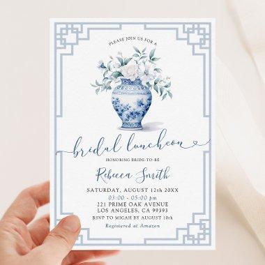 White Chinoiserie Ginger Jar Bridal Luncheon Invitations