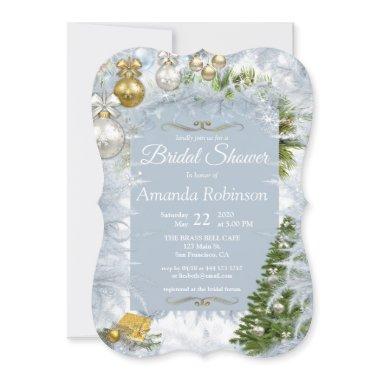 White Christmas Bridal Shower Invitations