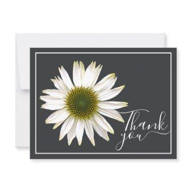 White Coneflower Charcoal Gray Backdrop Thank You Post