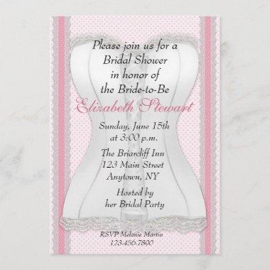 White Corset Bridal Shower Invitations