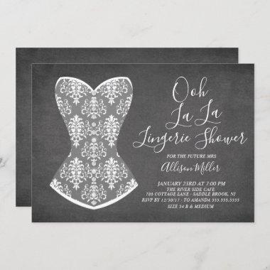 White Corset Lingerie Bridal Shower Invitations