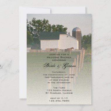 White Country Barn Wedding Shower Invitations