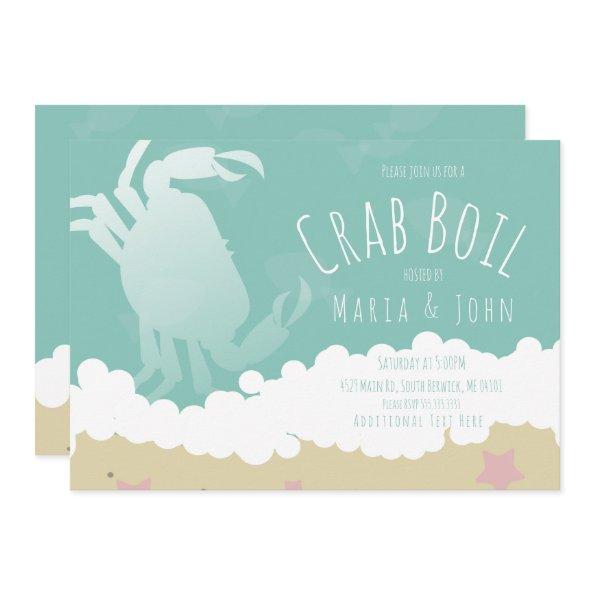 White Crab Boil Party Sand Ocean Waves