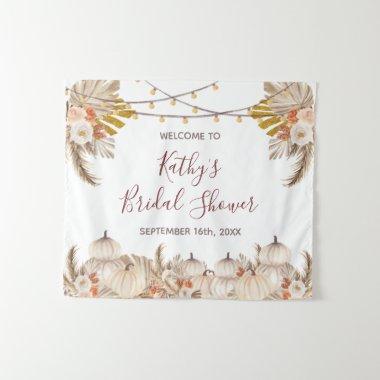 White Cream Pumpkin Bridal Shower Sign Tapestry