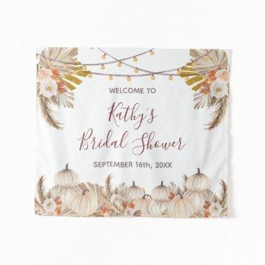 White Cream Pumpkin  Sign Tapestry