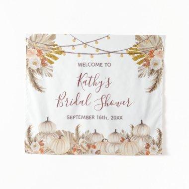 White Cream Pumpkin Bridal Shower Sign Tapestry