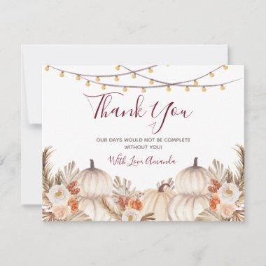 White Cream Pumpkin Floral Bridal & Baby Shower Thank You Invitations