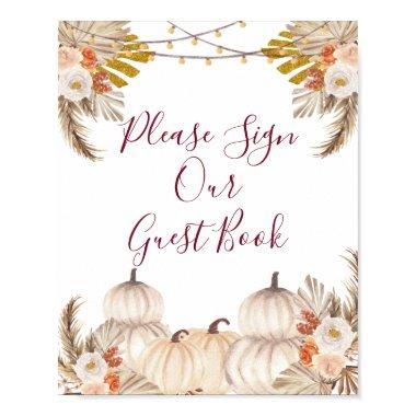 White Cream Pumpkin Floral Please Sign our Guest