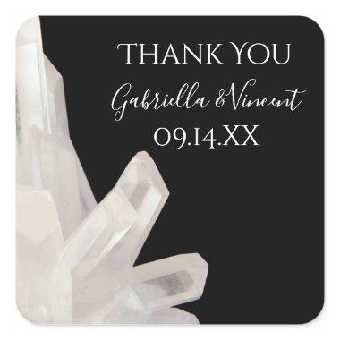 White Crystals Black Wedding Thank You Favor Tag