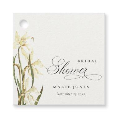 White Daffodil Floral Watercolor Bridal Shower Favor Tags
