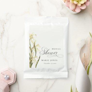 White Daffodil Floral Watercolor Bridal Shower Lemonade Drink Mix