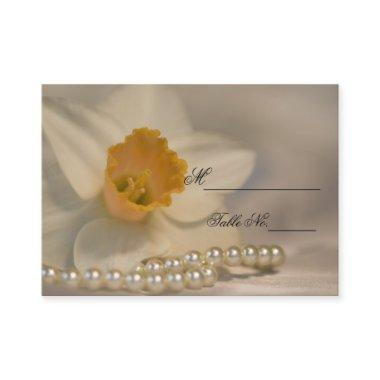 White Daffodil Pearls Spring Wedding Place Invitations