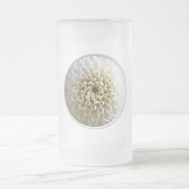 White Dahlia Close-up Frosted Glass Beer Mug