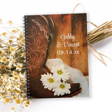 White Daisies and Cowboy Boots Western Wedding Notebook