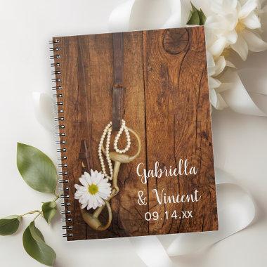 White Daisy and Horse Bit Country Western Wedding Notebook