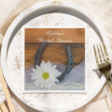 White Daisy and Horseshoe Western  Paper Napkins