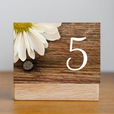 White Daisy Barn Wood Country Wedding Table Number