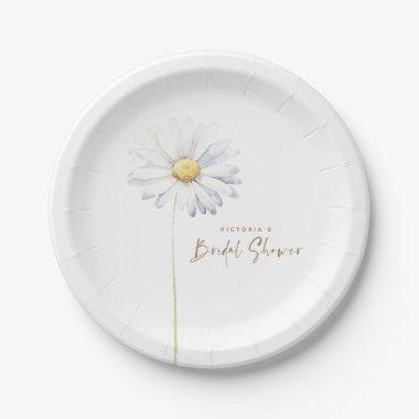 White Daisy Flower Elegant Cute  Paper Plates