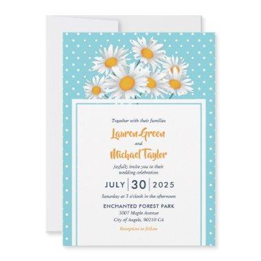 White Daisy Flower Polkadot Pattern Floral Wedding