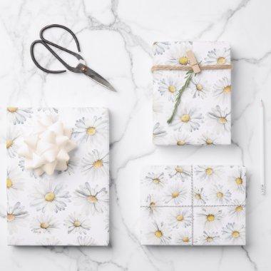 White Daisy Flowers Boho Elegant Wildflowers Gifts Wrapping Paper Sheets